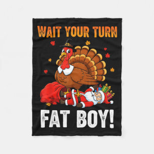 Warte Deine Runde Lustiger Thanksgiving Truthahn S Fleecedecke