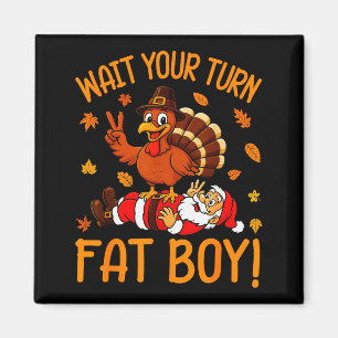 Warte Deine Runde Lustiger Thanksgiving Truthahn S Magnet