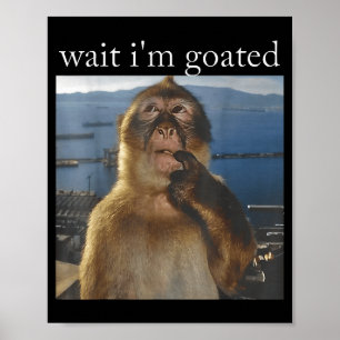 Warte, ich bin goat Funny Thinking Monkey Meme Gen Poster