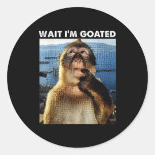 Warte, ich bin Goated Lustiger Denkender Affe Meme Runder Aufkleber
