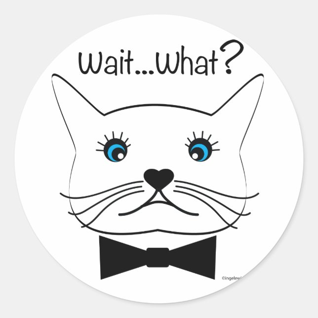 Warte mal...Was? Mit Augen Katze, Cool Runder Aufkleber (Vorderseite)