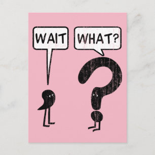 Warte, was? Rosa Postkarte