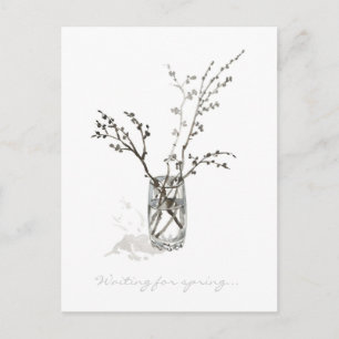 Warten auf den Frühling – Monochrome knospende Zwe Postkarte