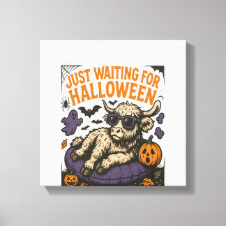 Warten auf Halloween Highland Cow Leinwanddruck