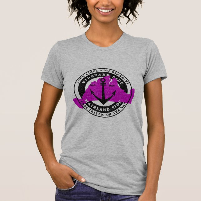 Warten Sie auf das Boot bis Martha's Vineyard Lady T-Shirt (Vorderseite)