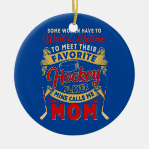 Warten Sie, um den Lieblings-Hockey Spieler Funny  Keramik Ornament