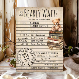 Warten Sie Vintage Bibliothekskartenbücher Babydus Einladung