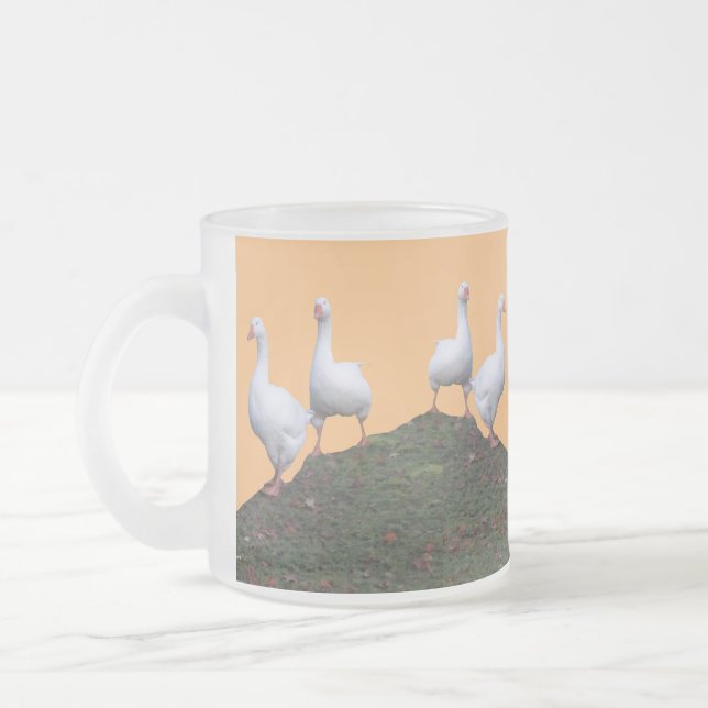 Warteschlange Niedliche Gänse Orange Mattiert Glas Mattglastasse (Links)