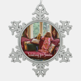 Wartete Sankt ~ Schneeflocke-gerahmte Verzierung Schneeflocken Zinn-Ornament