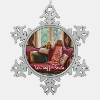 Wartete Sankt ~ Schneeflocke-gerahmte Verzierung Schneeflocken Zinn-Ornament