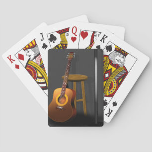 Wartete Zugaben-Gitarren-Schemel und Mike Spielkarten