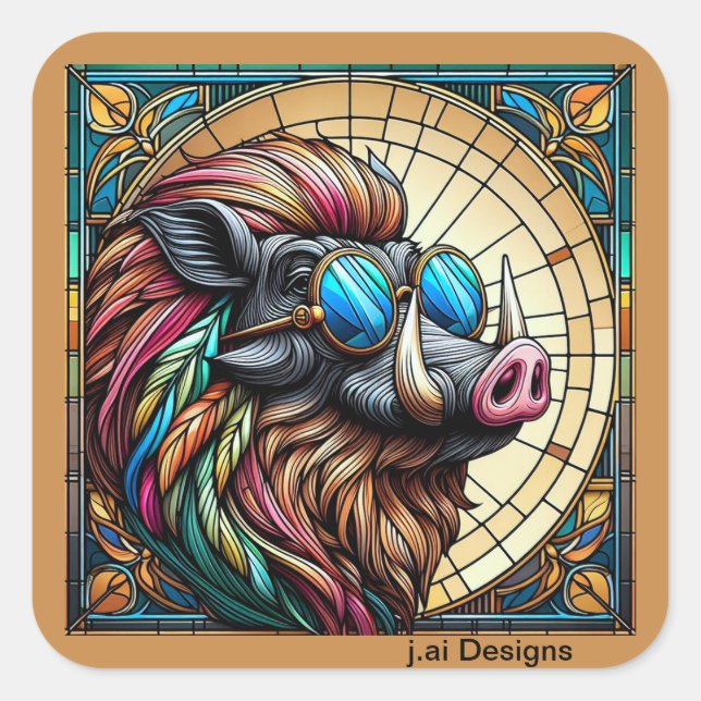 Warthog-Aufkleber Quadratischer Aufkleber (Vorderseite)