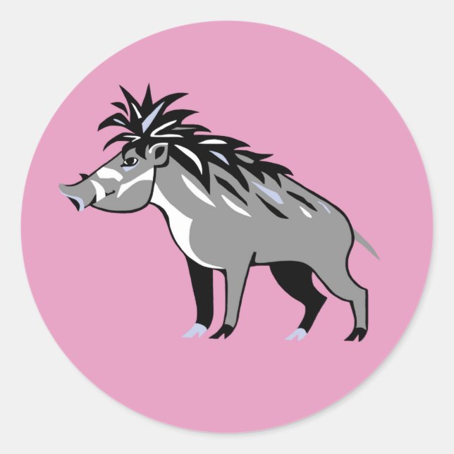 Warthog - Niedlich rosa Warty PIG - Wildlife - Nat Runder Aufkleber (Vorderseite)