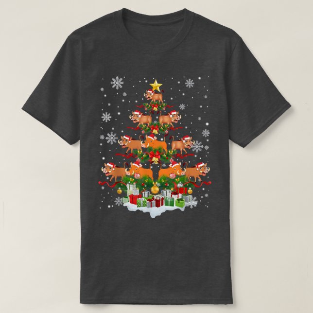 Warthog Santa Xmas Tree Lights Wildlife Ugly Chris T-Shirt (Design vorne)