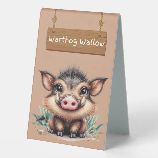 Warthog Wallow Safari Table Sign Tischaufsteller (Rückseite)