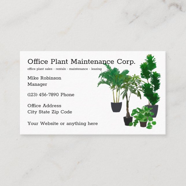 Wartung von Office-Pflanze Visitenkarte (Vorderseite)