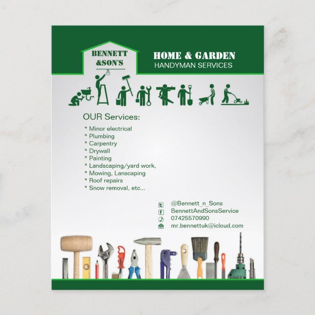 Wartungs-Flyer für Handyman und Zuhause Flyer (Vorne)