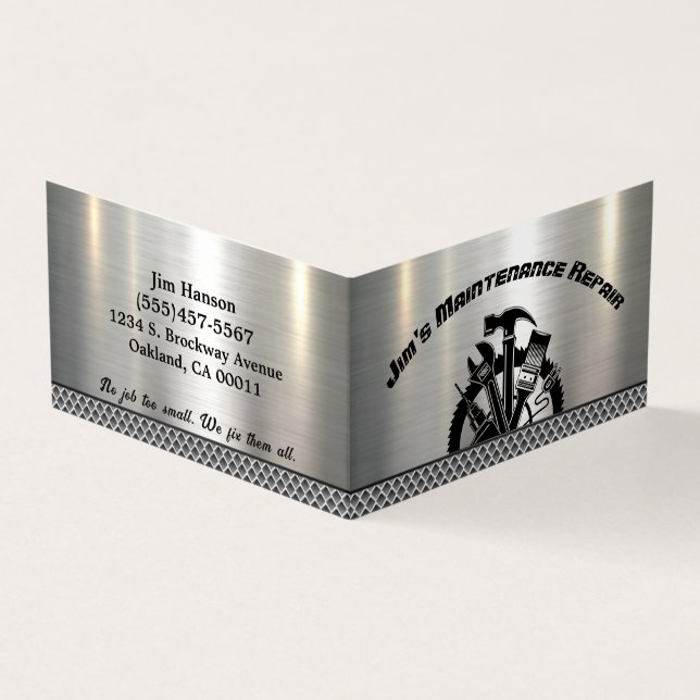 Wartungsservice für Handyman-Stahlplatten Visitenkarten (Vorderseite)