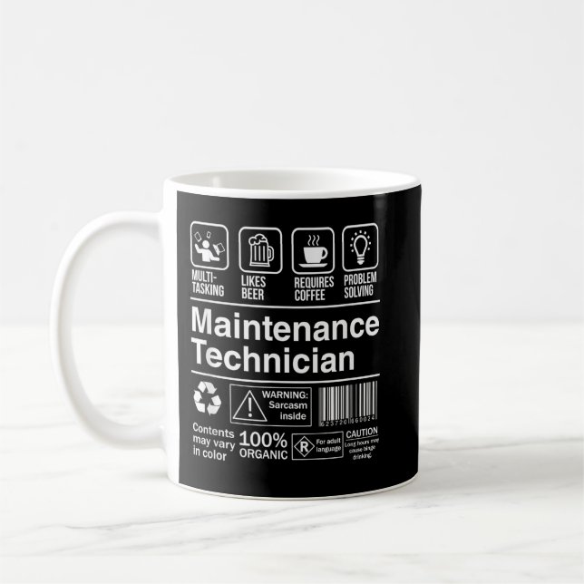 Wartungstechniker - Sonnenbezeichnungen Kaffeetasse (Links)