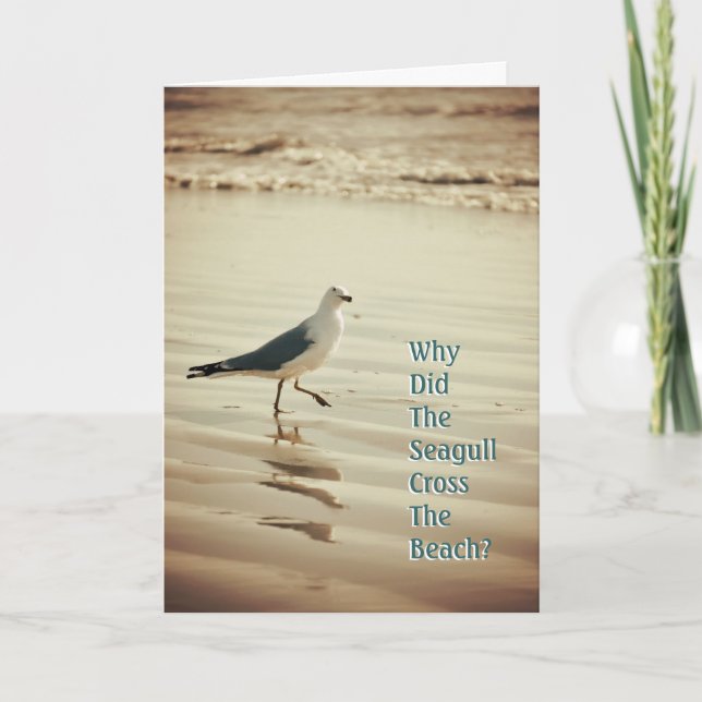 Warum hat die Seagull den Strand überquert? Geburt Karte (Vorderseite)