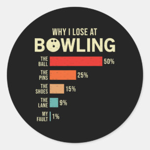 Warum ich an Bowling Funny Bowler verliert Runder Aufkleber