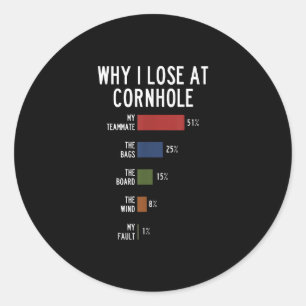 Warum ich bei Cornhole verliere Runder Aufkleber