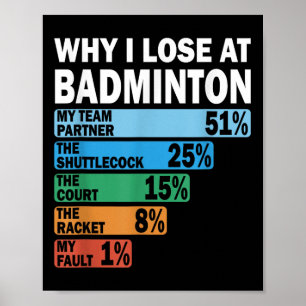 Warum ich beim Badminton verliere Lustig mein Fehl Poster