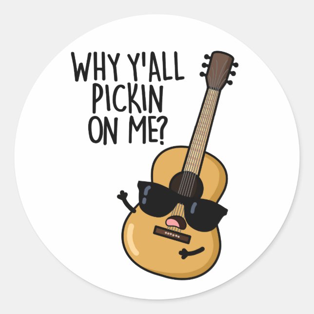 Warum ich mir alle einen lustigen Gitarrenpuffer p Runder Aufkleber (Vorderseite)