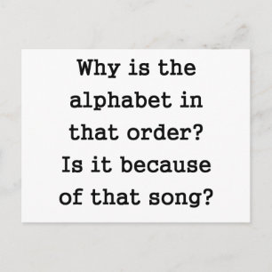 Warum ist das Alphabet in dieser Reihenfolge? Postkarte