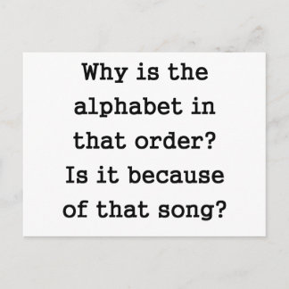 Warum ist das Alphabet in dieser Reihenfolge? Postkarte