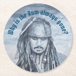 Warum ist das Rum immer weg? Runder Pappuntersetzer