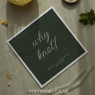 Warum Knoten! Minimaler typografischer Moosgrüner Serviette