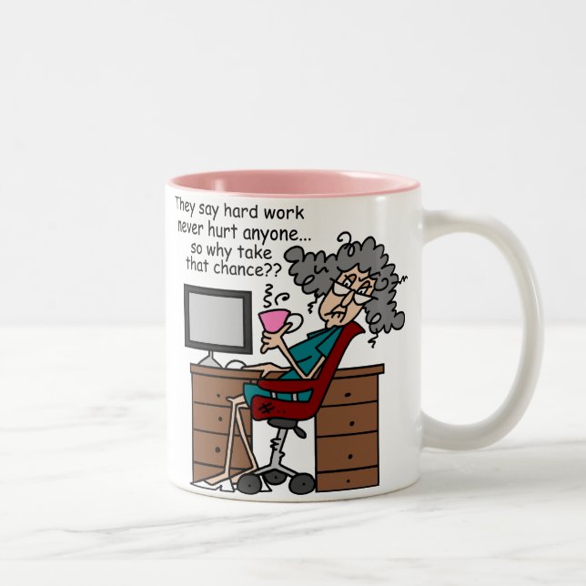 Warum Möglichkeits-harte Arbeits-Spaß Zweifarbige Tasse (Rechts)