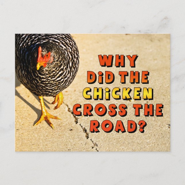 Warum überquerte das Huhn die Straße? Postkarte (Vorderseite)