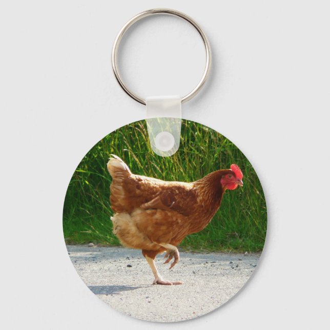 Warum überquerte das Huhn die Straße? Schlüsselanhänger (Vorderseite)