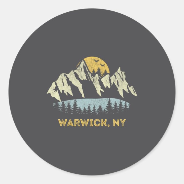 Warwick New York Mountain Sunset Sunrise Ny  Runder Aufkleber (Vorderseite)