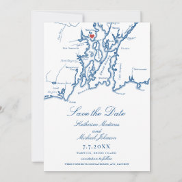 Warwick RI Elegant Navy Blue Wedding Save The Date