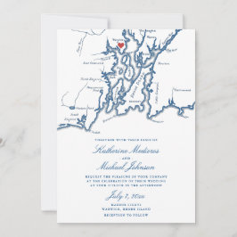 Warwick RI Karte Elegant Navy Blue Wedding