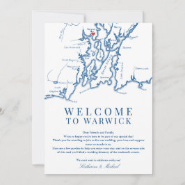 Warwick RI Wedding Welcome Itinerary Navy Blue Dankeskarte