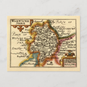 Warwickshire Landkreis England Alte antike Karte
