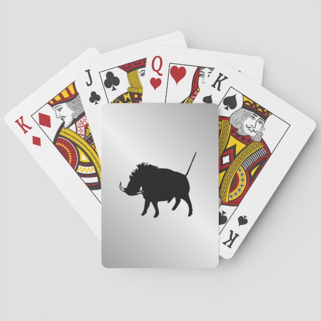 Warzen-Wildschwein Silber Spielkarten (Rückseite)