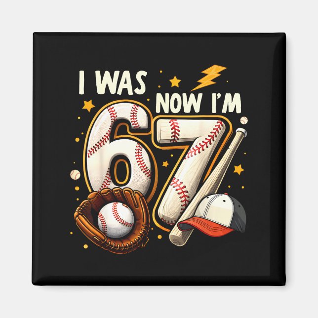 Was 6 7 birthday boy baseball funny 6 7 meme kids magnet (Vorne)