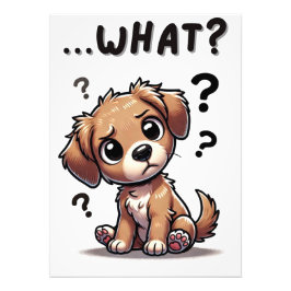 "...was?" Adorable verwirrte Cartoon-Welpe Fotodruck