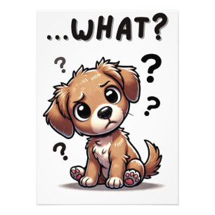 "...was?" Adorable verwirrte Cartoon-Welpe Fotodruck