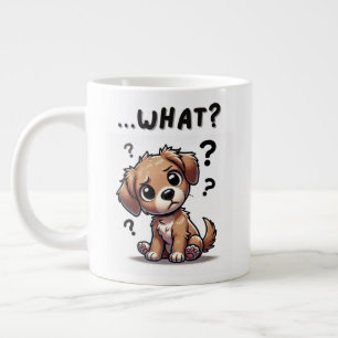 "...was?" Adorable verwirrte Cartoon-Welpe Jumbo-Tasse