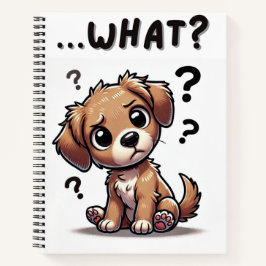 "...was?" Adorable verwirrte Cartoon-Welpe Notizbuch