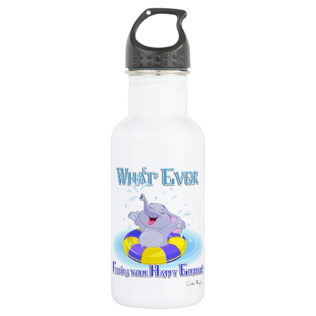 Was auch immer deinen glücklichen Elefanten schweb Trinkflasche (Vorderseite)