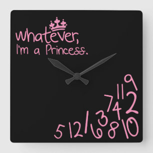 Was auch immer, ich eine Prinzessin sind Quadratische Wanduhr