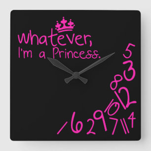 Was auch immer, ich eine Prinzessin sind Quadratische Wanduhr