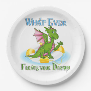 Was auch immer Ihr Drache Niedlich schwimmt Pappteller